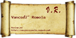 Vancsó Romola névjegykártya